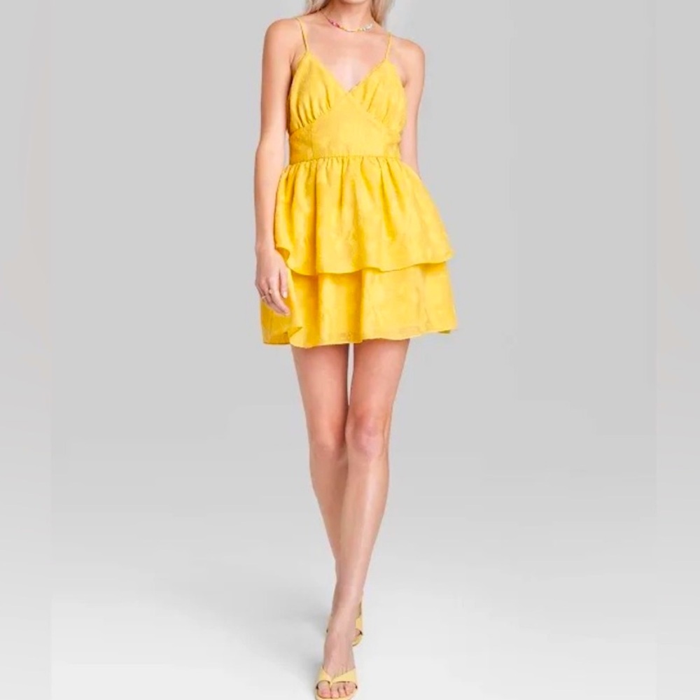 Women's Sleeveless Tiered Fit & Flare Dress-Wild Fable Yellow